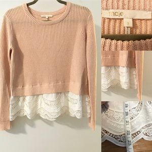 Maje Paris Sweater with Lace Trim Size 3